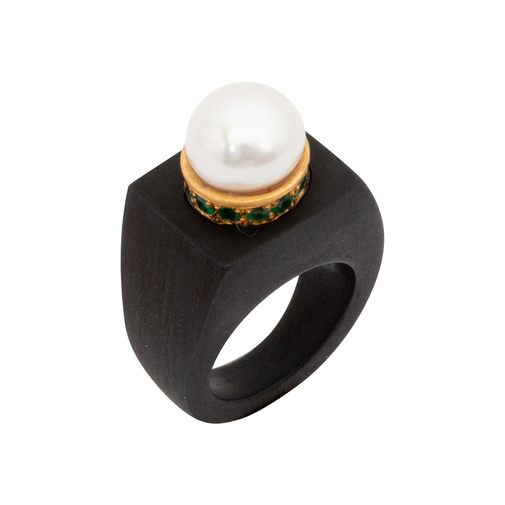 Wood and sale pearl ring