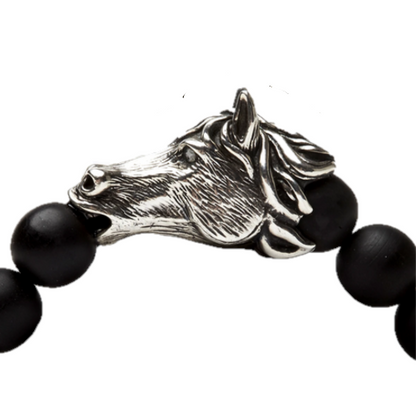 Chinese Zodiac Ebony Bead Bracelet - Year of the Horse