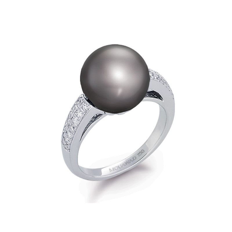 Black South Sea Pearl Diamond Ring
